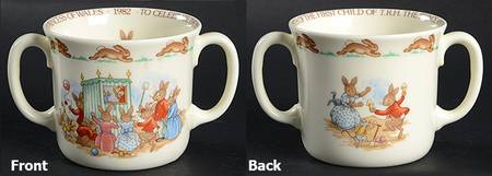 Bunnykins (Albion Shape) 2 Hd Commemorative Mug-First Child of TRH 1982