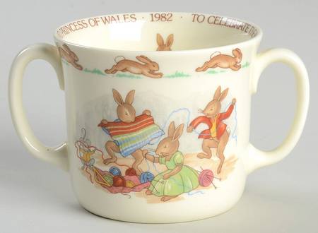 Bunnykins (Albion Shape) 2 Hd Commemorative Mug-First Child of TRH 1982