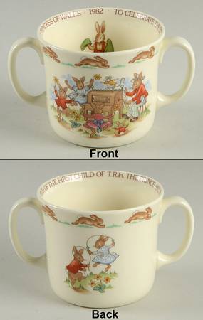 Bunnykins (Albion Shape) 2 Hd Commemorative Mug-First Child of TRH 1982