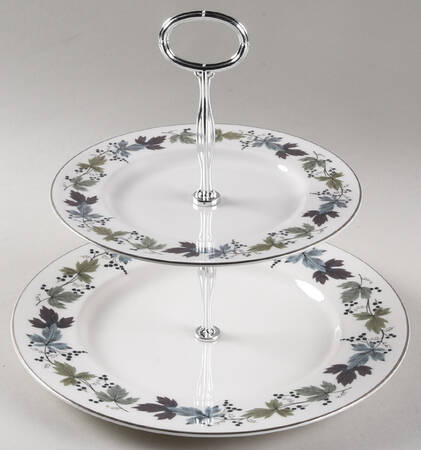 Burgundy 6 5/8"-10"  2 Tiered Serving Tray (Dp, Sp) HC