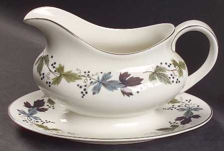 Burgundy Gravy Boat with Attached Underplate