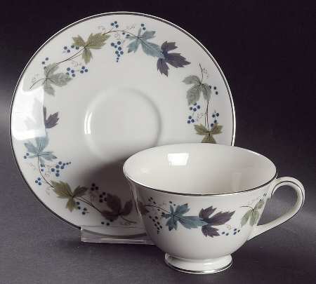 Burgundy Footed Cup & Saucer Set