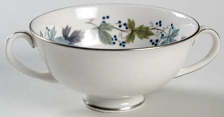 Burgundy Footed Cream Soup Bowl