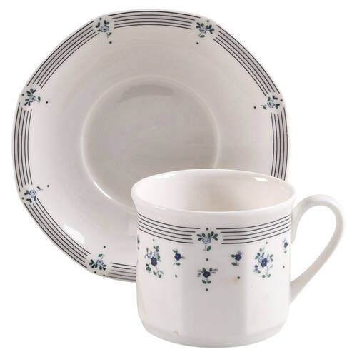 Calico Blue Flat Cup & Saucer Set