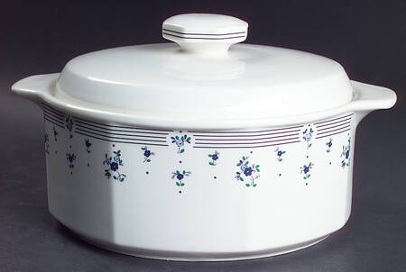 Calico Blue 1.75 Qt Round Covered Casserole