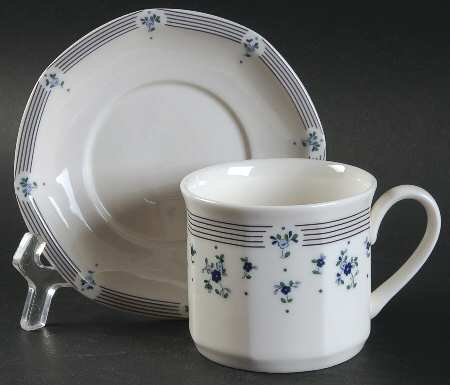Calico Blue Flat Demitasse Cup & Saucer Set