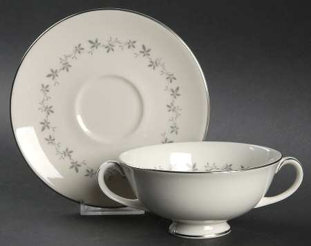Cadence Footed Cream Soup Bowl & Cup Saucer Set
