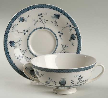 Cambridge Footed Cream Soup Bowl & Saucer Set
