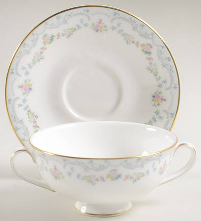 Candice Footed Cream Soup Bowl & Saucer Set