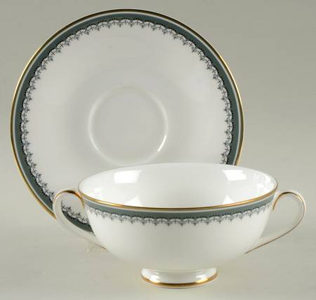 Canterbury Footed Cream Soup Bowl & Saucer Set
