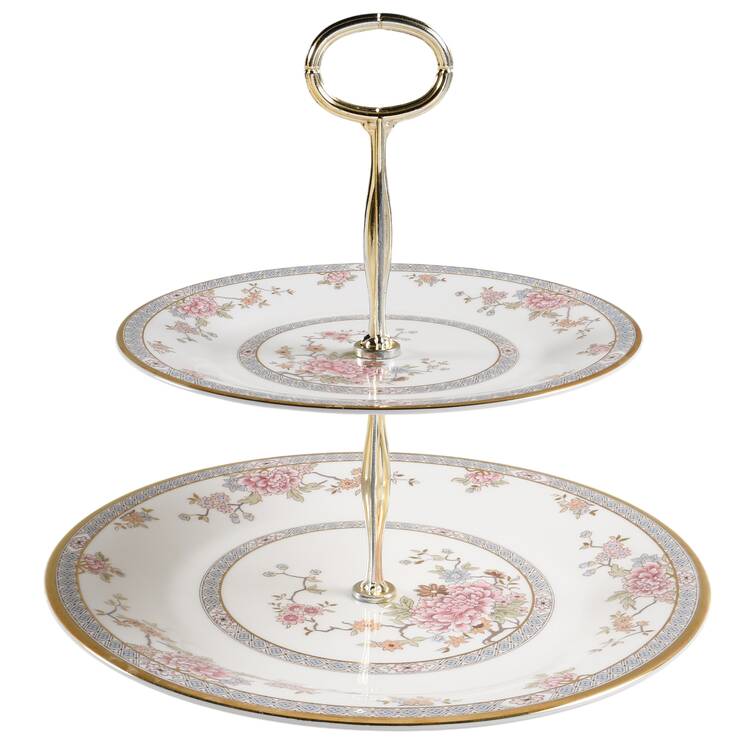 Canton 6 5/8"-10"  2 Tiered Serving Tray (Dp, Sp) HC