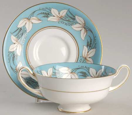 Castleford Blue Footed Cream Soup Bowl & Saucer Set