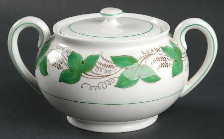 Castleford Green (Green Ivy) Sugar Bowl & Lid