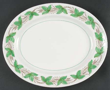Castleford Green (Green Ivy) 12" Oval Serving Platter