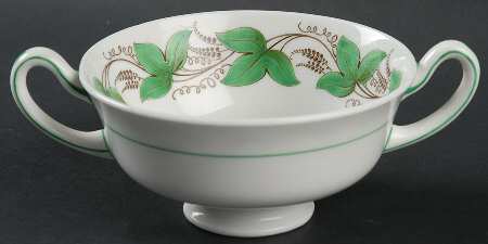 Castleford Green (Green Ivy) Footed Cream Soup Bowl