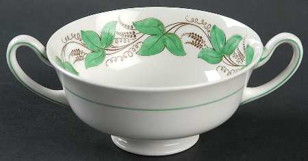 Castleford Green (Green Ivy) Footed Cream Soup Bowl