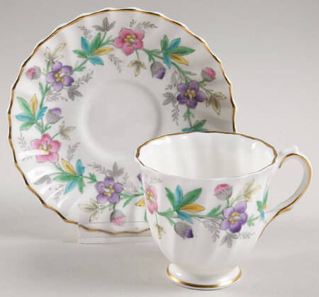 Chatsworth Pink Purple Footed Demitasse Cup & Saucer Set