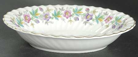 Chatsworth Pink Purple 10" Oval Vegetable Bowl