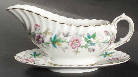 Chatsworth Pink Purple Gravy Boat & Underplate