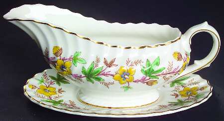 Chatsworth Yellow Green Gravy Boat & Underplate