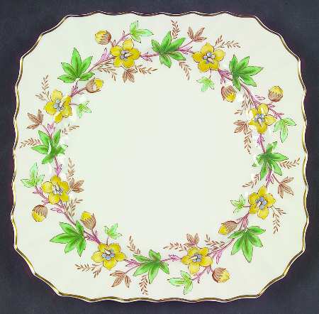 Chatsworth Yellow Green Square Luncheon Plate