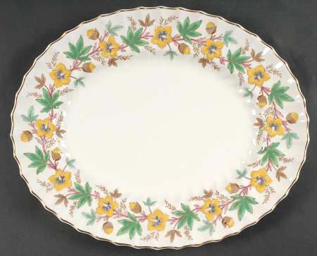 Chatsworth Yellow Green 14" Oval Serving Platter
