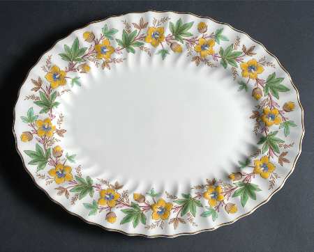 Chatsworth Yellow Green 12" Oval Serving Platter