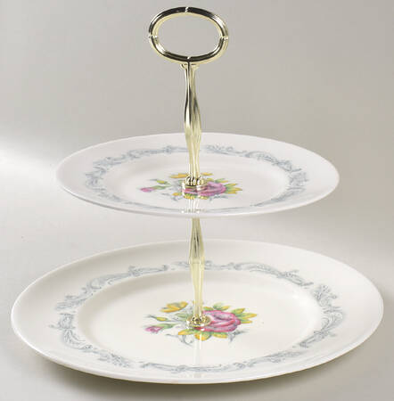 Chantilly Rose 6 5/8"-10"  2 Tiered Serving Tray (Dp, Sp) HC