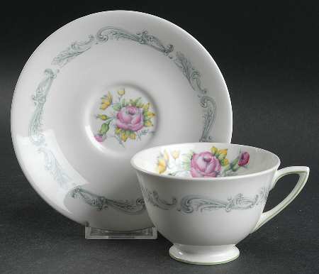 Chantilly Rose Footed Cup & Saucer Set