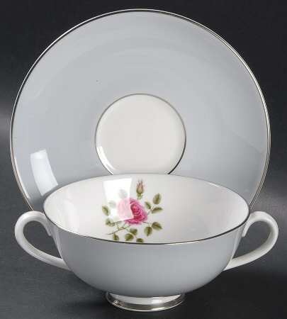 Chateau Rose Footed Cream Soup Bowl & Saucer Set