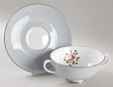 Chateau Rose Footed Cream Soup Bowl & Saucer Set