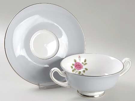 Chateau Rose Footed Cream Soup Bowl & Saucer Set