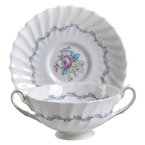 Chelsea Rose Footed Cream Soup Bowl & Saucer Set