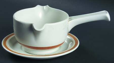 Cinnamon Brown Stick Handle Gravy Boat & Saucer