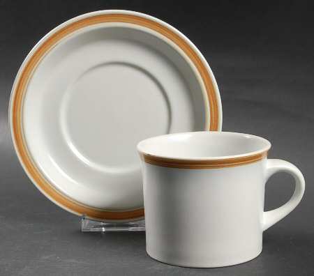 Cinnamon Brown Flat Cup & Saucer Set
