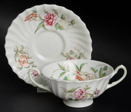 Clovelly Footed Cream Soup Bowl & Saucer Set