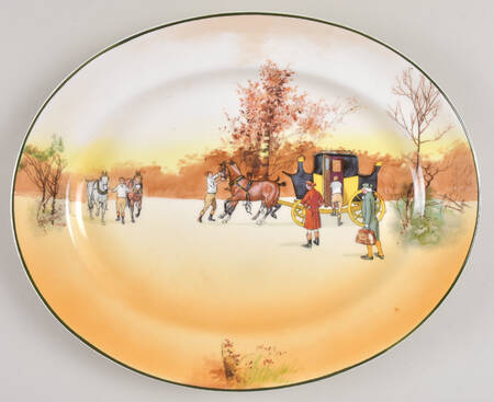 Coaching Days (Smooth, Bone) 12" Oval Serving Platter by Royal Doulton