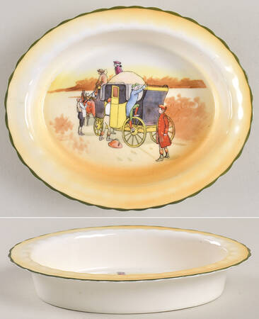 Coaching Days (Smooth, Bone) 5" Oval Nut Dish by Royal Doulton