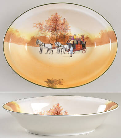 Coaching Days (Smooth, Bone) 11" Oval Vegetable Bowl by Royal Doulton