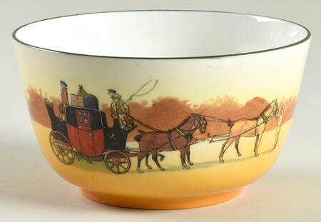 Coaching Days (Smooth, Bone) Cranberry Bowl by Royal Doulton