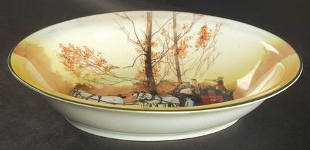 Coaching Days (Smooth, Bone) 9" Oval Vegetable Bowl by Royal Doulton