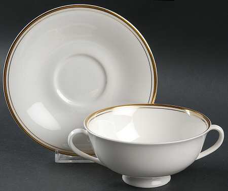 Concord Gold Footed Cream Soup Bowl & Cup Saucer Set