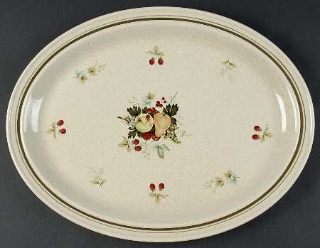Cornwall (Rim, Double Green Trim) 16" Oval Serving Platter