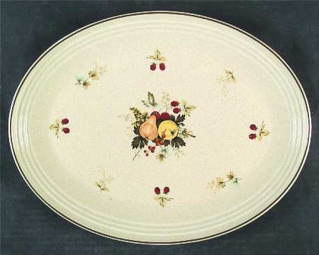 Cornwall (Coupe, Single Line Green Trim) 13" Oval Serving Platter