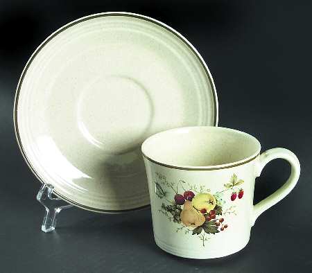 Cornwall (Coupe, Single Line Green Trim) Flat Cup & Saucer Set