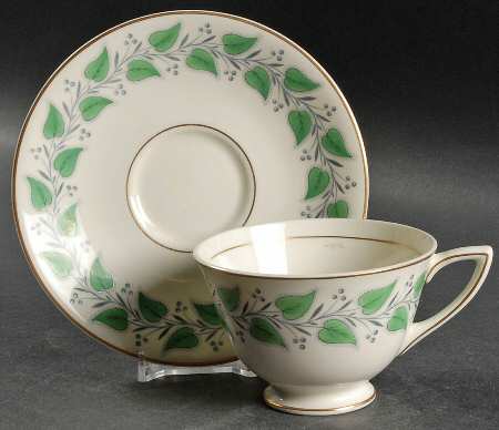 Coventry Green (Green Leaves) Footed Cup & Saucer Set