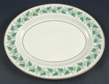 Coventry Green (Green Leaves) 12" Oval Serving Platter