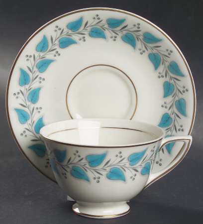 Coventry Blue Turquoise Footed Cup & Saucer Set