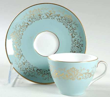 Delamerie Turquoise Flat Demitasse Cup & Saucer Set