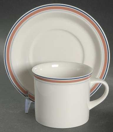Dusty Rose Line Flat Cup & Saucer Set